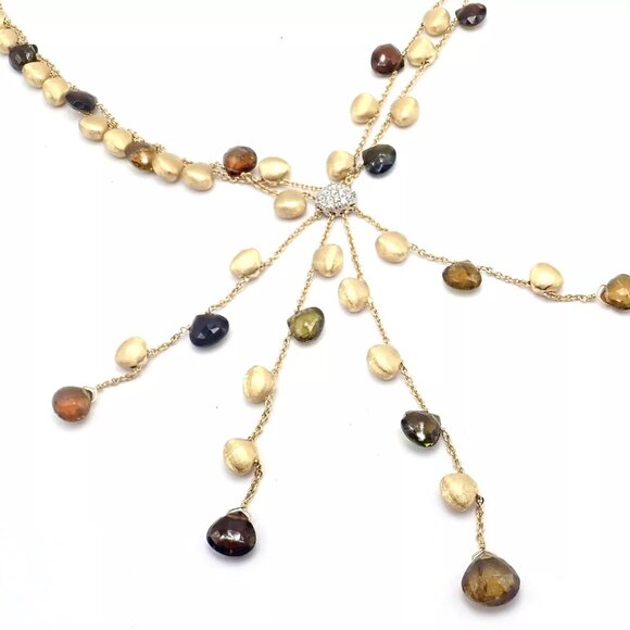 Authentic! Marco Bicego 18k Yellow Gold Confetti Diamond Topaz Tassel Necklace - Picture 13 of 14